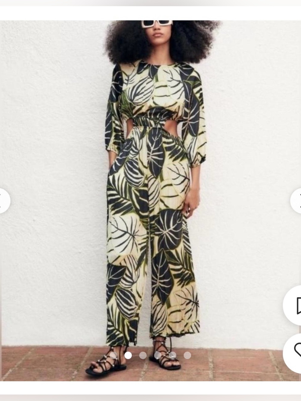 Zara‎ Terez Green & Black Tropical Cutout Jumpsuit
